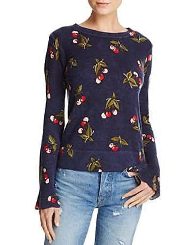 Shop Joie Varden Cherry-print Cashmere Sweater In Midnight