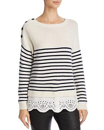 Shop Joie Aefre Layered-look Wool & Cashmere Sweater In Porcelain/midnight