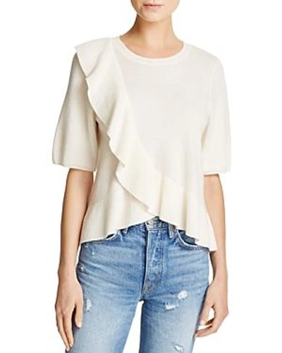 Shop Joie Jayni Ruffled Cashmere Sweater In Porcelain