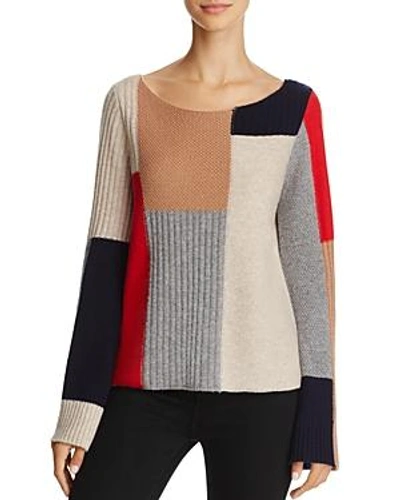 Shop Joie Adene Color-blocked Wool & Cashmere Sweater In Red Alarm/multi