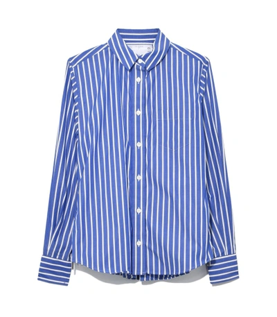 Shop Sacai Blue/white Stripe Cotton Poplin Button Down Shirt