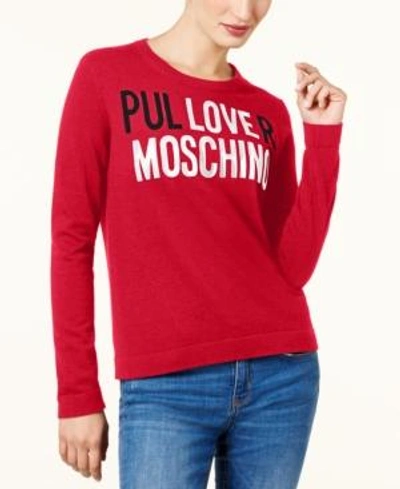 Shop Love Moschino Cotton Graphic Sweater In Red