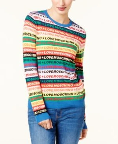Shop Love Moschino Cotton Logo-graphic Sweater In Multi