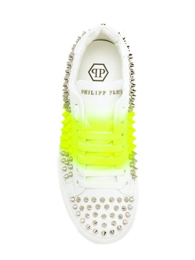 Shop Philipp Plein Studded Platform Sneakers In White