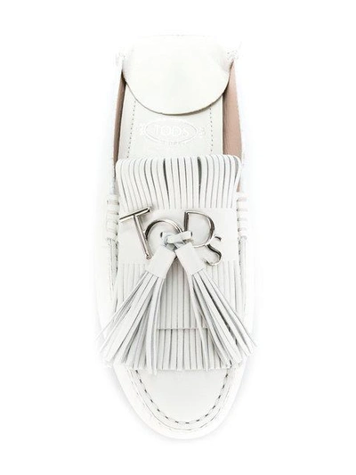 Shop Tod's Gommino Loafers In White