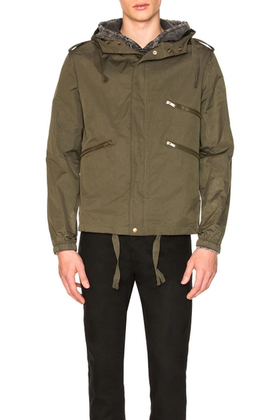 Shop Saint Laurent Hooded Military Jacket In Green