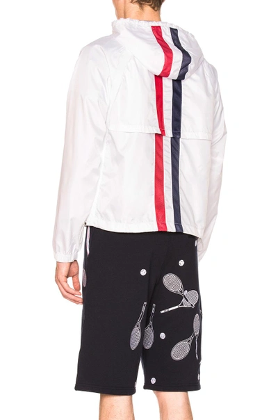 Shop Thom Browne Ripstop Zip Up Hoodie In White