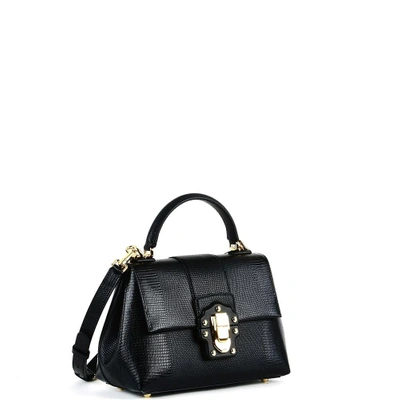 Shop Dolce & Gabbana Iguana Printed Leather Bag In Black