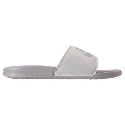 Shop Nike Women's Benassi Jdi Swoosh Slide Sandals In Light Bone/sail/crimson Tint