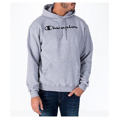 champion script hoodie grey