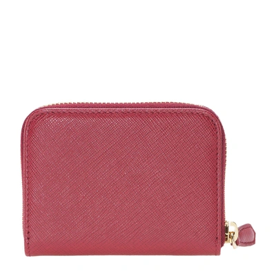 Shop Prada Saffiano Coin Holder In Red