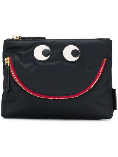 Shop Anya Hindmarch Happy Eyes Pouch In Black