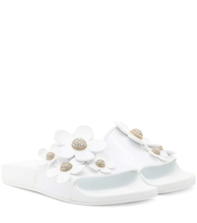 Shop Marc Jacobs Embellished Jelly Slides In White