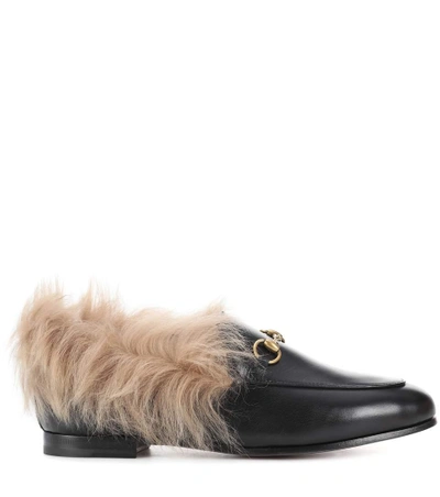 Shop Gucci Jordaan Fur-lined Leather Loafers In Black