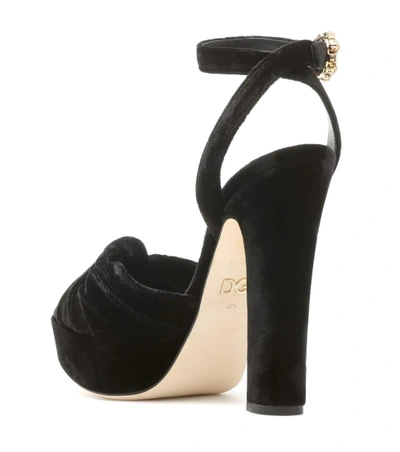 Shop Dolce & Gabbana Velvet Sandals In Black