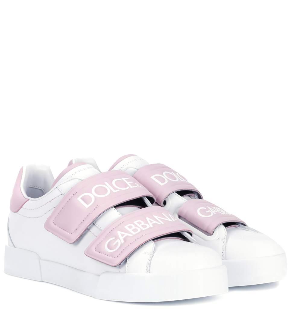 Dolce & Gabbana Dolce And Gabbana White And Pink Double Strap Sneakers ...