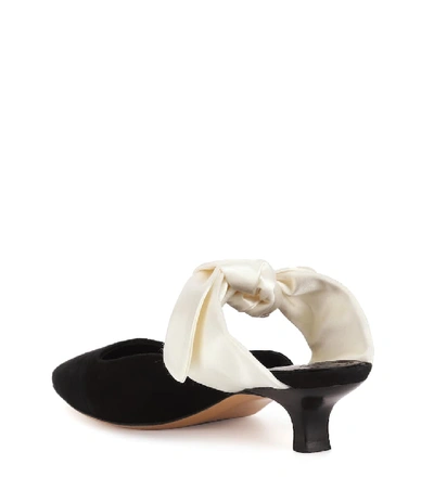 Shop The Row Coco Suede And Satin Mules In Black