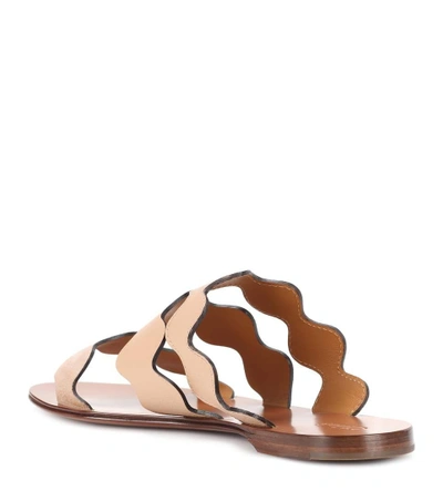 Shop Chloé Lauren Leather Sandals In Beige