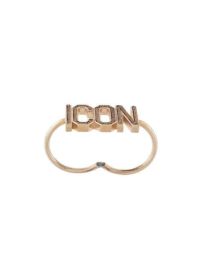 Shop Dsquared2 Icon Double Finger Ring In Metallic