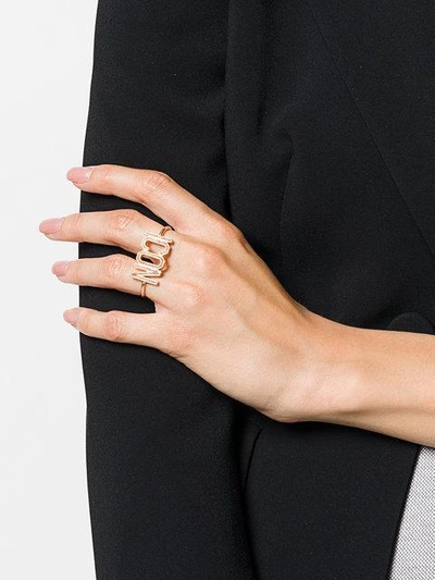 Shop Dsquared2 Icon Double Finger Ring In Metallic
