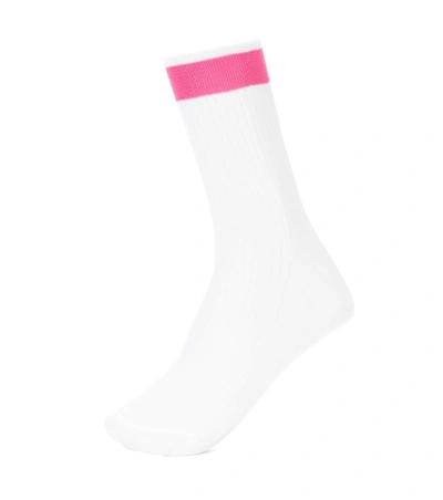 Shop Valentino Knitted Silk Socks In White