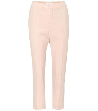Shop Chloé Cropped Crêpe Trousers In Pink