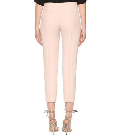 Shop Chloé Cropped Crêpe Trousers In Pink