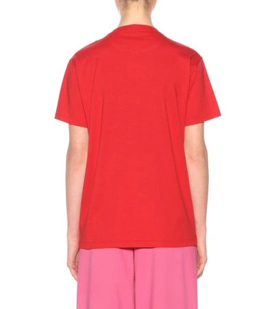 Shop Valentino Embellished Cotton T-shirt In Red