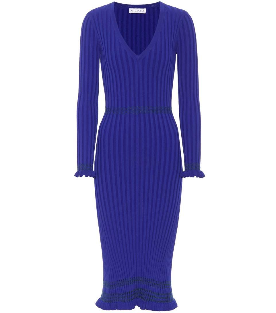 Altuzarra Isolde Ribbed-knit Midi Dress In Blue | ModeSens