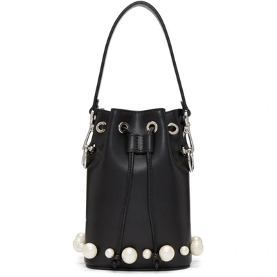 Shop Fendi Black Mini Mon Tresor Pearls Bucket Bag