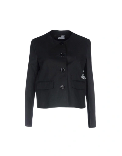 Shop Love Moschino Woman Suit Jacket Black Size 10 Cotton, Linen, Elastane