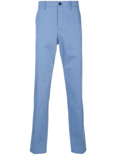 Shop Prada Cuffed Straight Leg Chinos - Blau In Blue