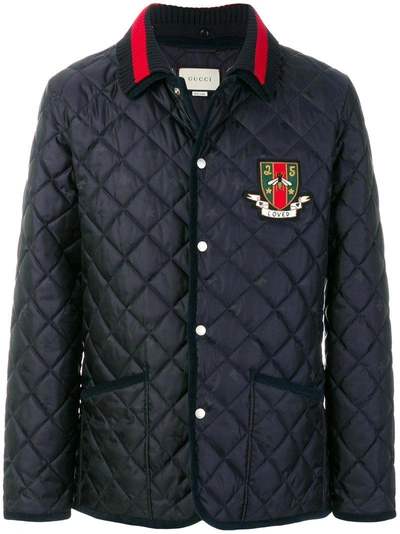 Shop Gucci Loved Crest Jacket - Blue