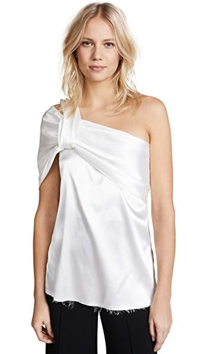 Shop Baja East Drape Top In Pearl