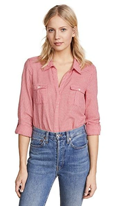 Shop Joie Booker Button Down Shirt In Alarm Red