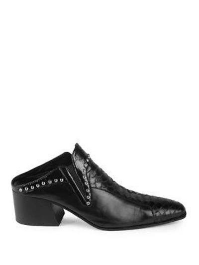 Shop Acne Studios Karmir Leather Studded Mules In Black