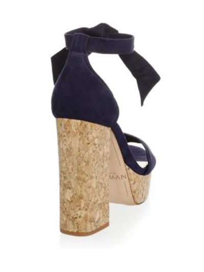 Shop Alexandre Birman Celine Suede Platform Sandals In Night Shade