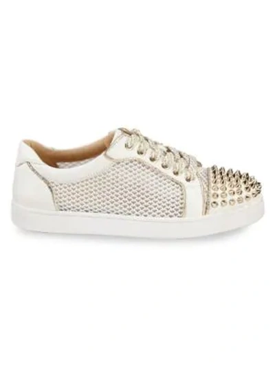 Shop Christian Louboutin Ac Vieria Spikes Sneakers In Latte Light Gold