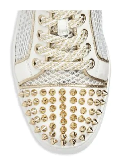 Shop Christian Louboutin Ac Vieria Spikes Sneakers In Latte Light Gold