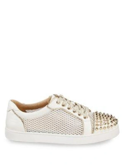 Shop Christian Louboutin Ac Vieria Spikes Sneakers In Latte Light Gold