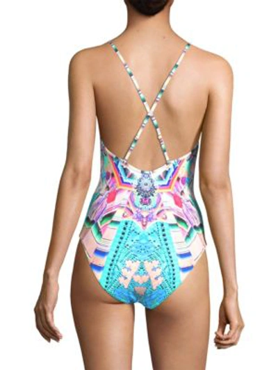 Shop Camilla One-piece V-neck Swimsuit In Multi