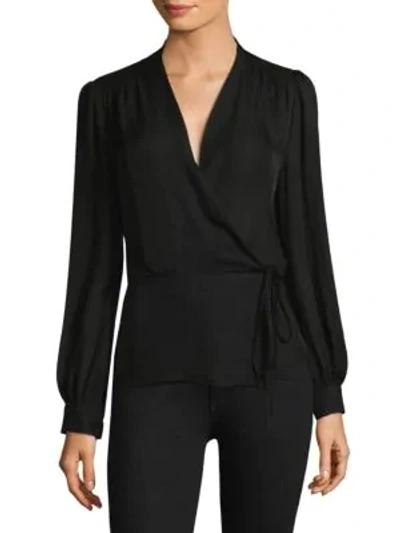 Shop L Agence Cara Wrap Silk Blouse In Black