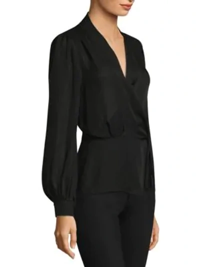 Shop L Agence Cara Wrap Silk Blouse In Black