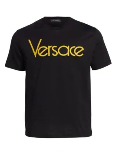 Shop Versace Short-sleeve Cotton Tee In Blue White