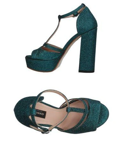 Shop Pinko Woman Sandals Deep Jade Size 8 Other Fibres In Green