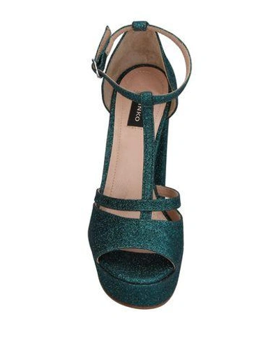 Shop Pinko Woman Sandals Deep Jade Size 8 Other Fibres In Green