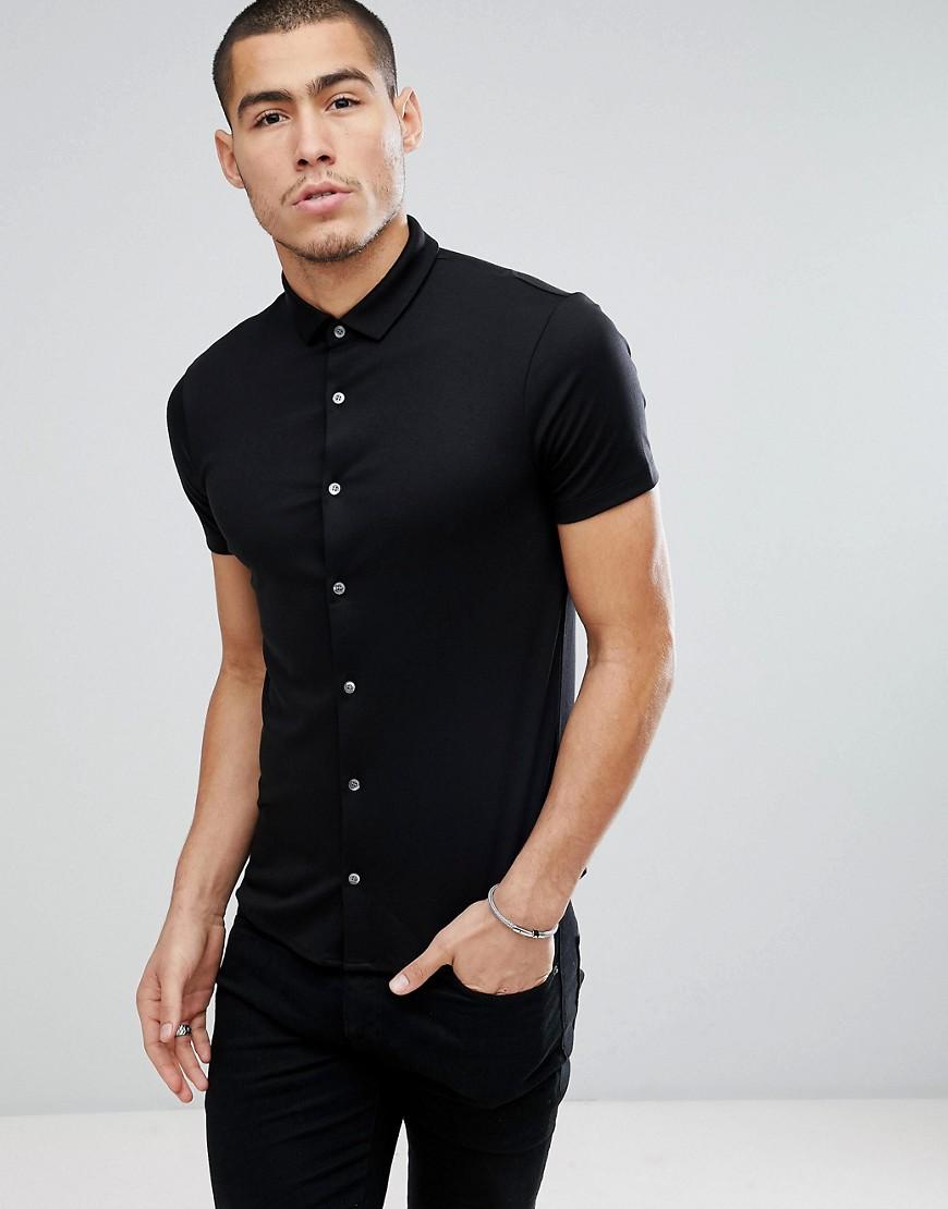 armani black shirt slim fit