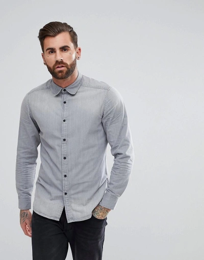 Shop G-star Landoh Gray Denim Shirt - Gray