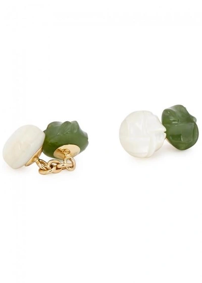Shop Trianon 18kt Gold-plated Cufflinks In Green