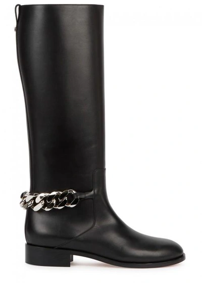 Shop Givenchy Black Embellished Leather Knee Boots